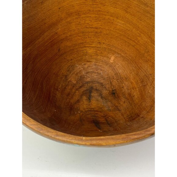 Large Winsome Teak Wood Salad Bowl Hand Painted - Picture 4 of 10